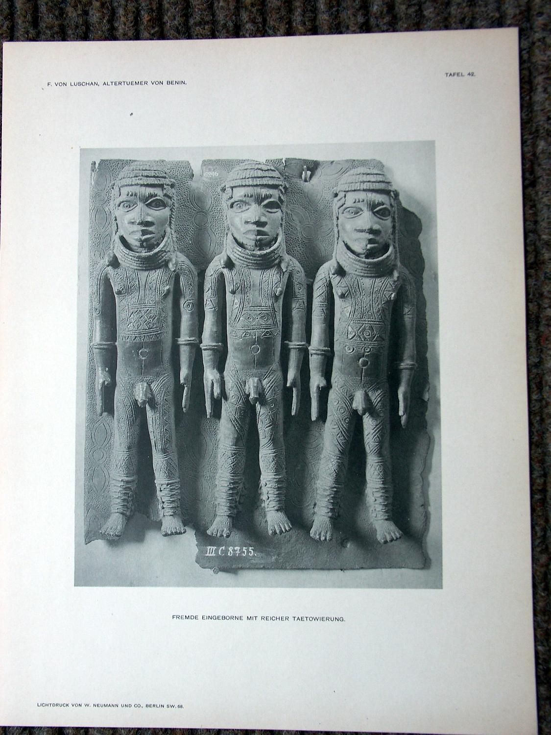 zz-lusc19,tafel 42 benin nigeria,bronze-platte tätowierte figur (b-ii